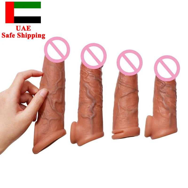 Reusable Penis Sleeve Big Penis Extender Condom Cock Extension Dick Enlargement Sex Toys For Men Enlargement Time Delay