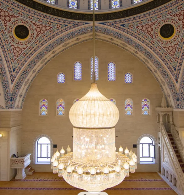 Antique Moroccan lighting Mosque large iron chandelier for Muslim decoration gold for home indoor decoration