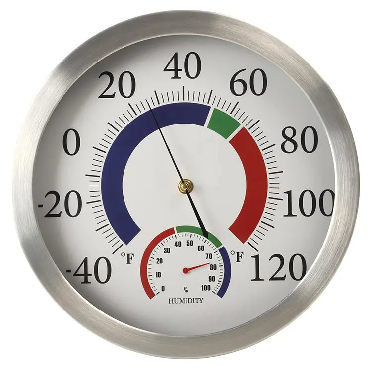 aluminum case round indoor home room thermometer and hygrometer