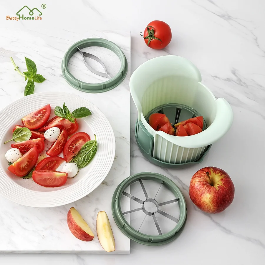 Wholesale Custom Hand Held 2 in 1 Multifunction Vegetable Cutter Slicer Tomato Chopper Cutter with Holder