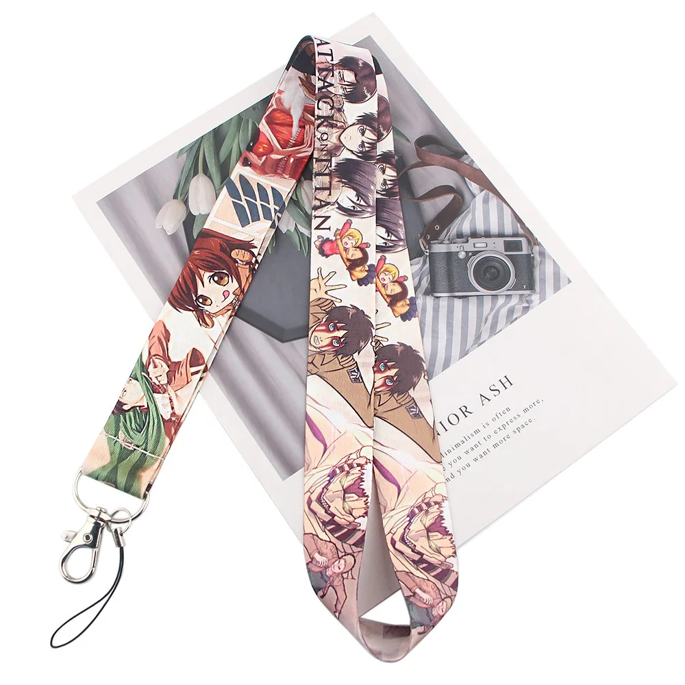 Attack On Titan Factory Design Lanyard Anime Custom Pattern Neck Strap Fashion ID Card Key Phone Keychain Lanyards for Fans