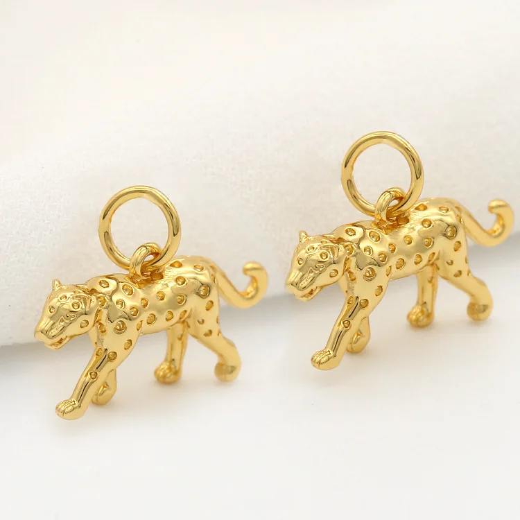New 13*20mm 14K Gold Plated Animal Cheetah Pendant Irregular Leopard Charm For Jewelry Accessories