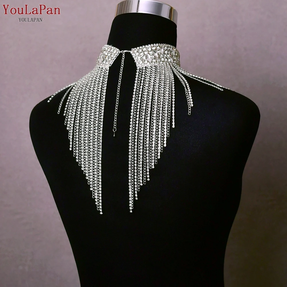 YouLaPan SG28 New Luxury Necklace Ladies Prom Jewelry Gift Bridal Rhinestone Tassel Chain Wedding Rhinestone Large Necklace