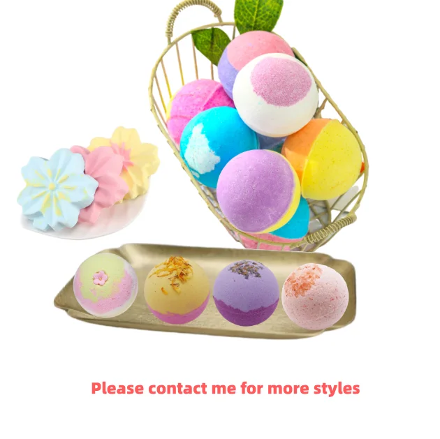 
Wholesale Bath Bombs Gift Set Glitter Natural Material with Flowers 70G*12 Colors Bath Fizzy 