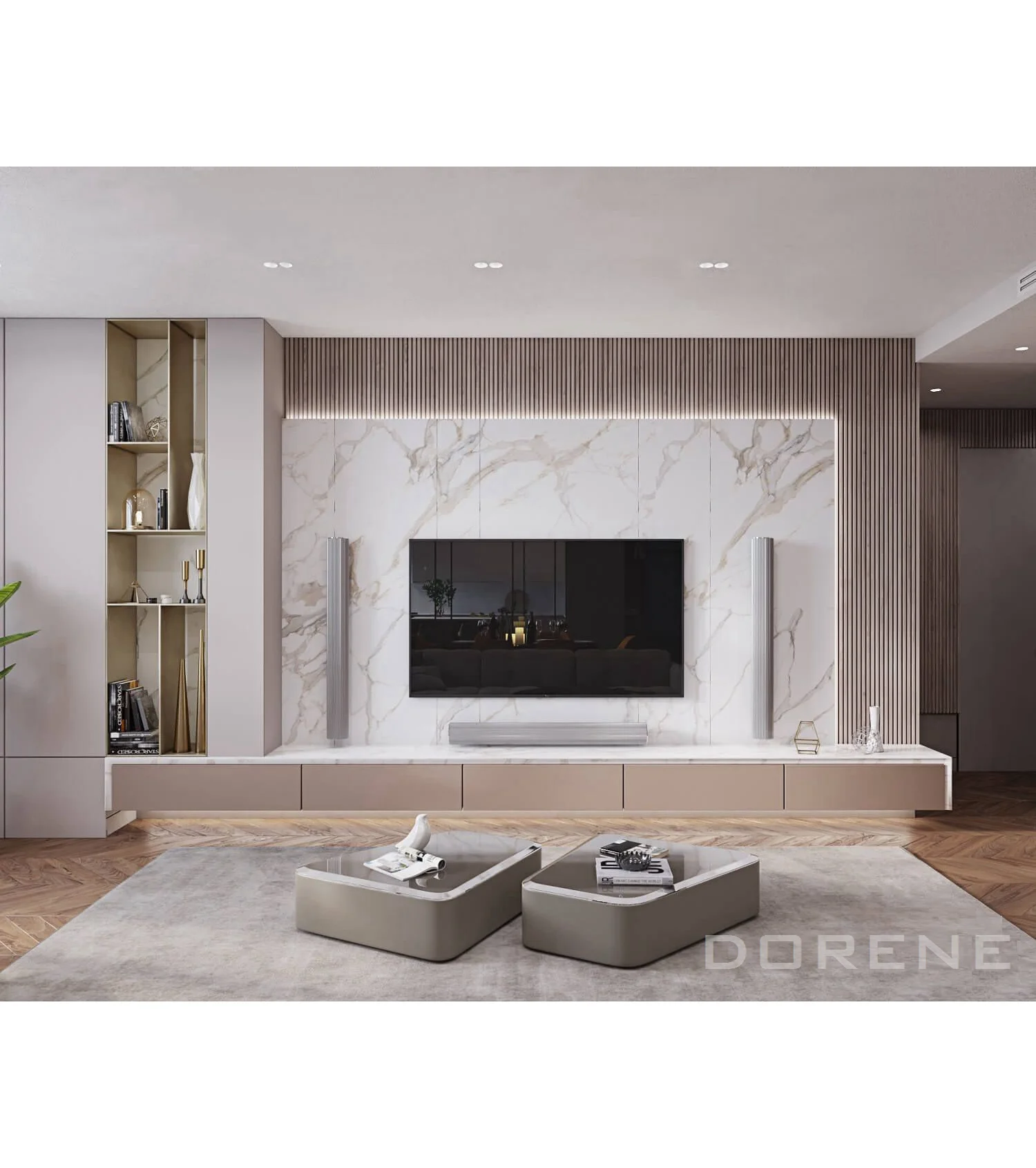 2023 Dorene Marble Tv Stand Cabinet Modern Luxury Living Room Furniture Simple Wooden Nordic Tv Cabinet