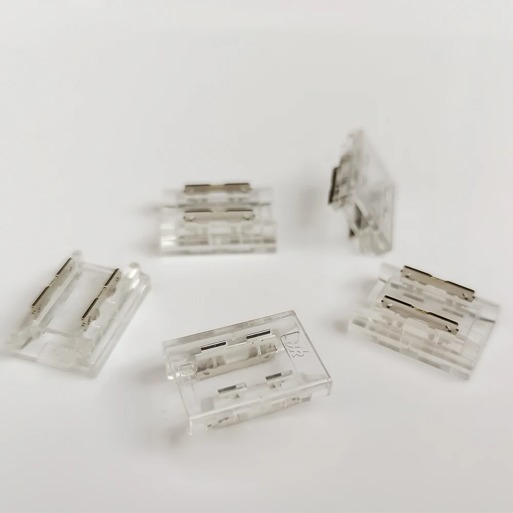 Factory Price LED Strip Light Connector 8mm 2 Pin Transparent Solder-free Dotless LED Light Strip Connector