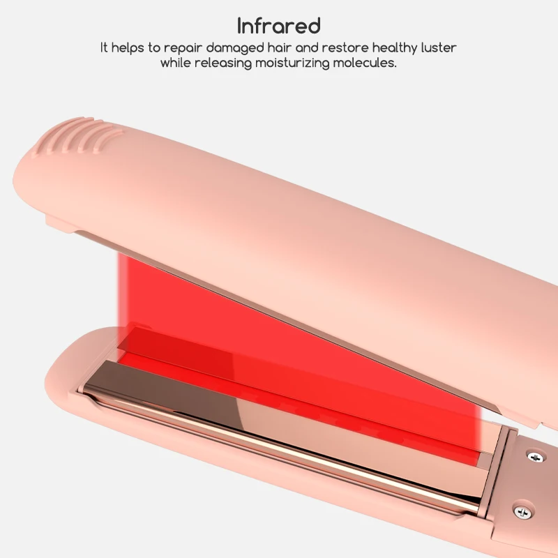 Professional Salon Style 2 in 1 Infrared Flat Iron Pro Nano Titanium Custom Portable Hair Straightener Hair Styling Tools
