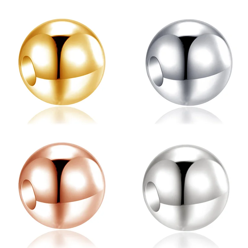 Wholesale 2mm-10mm 925 Sterling Silver Round Light Beads Jewelry Accessories DIY Necklace Bracelet 925 Silver Spacer Bead