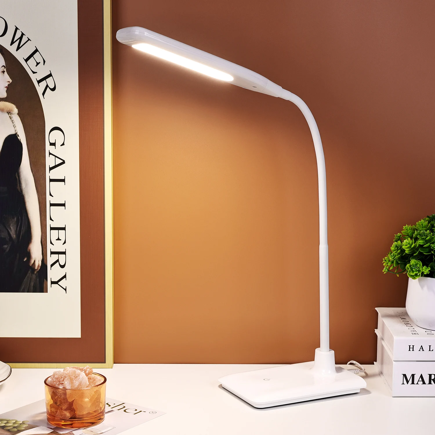 Modern indoor luxury bedroom bedside USB Arm table lamp touch led dimmer white light foldable temperature desk lamp
