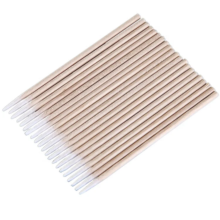 Disposable micro brushes wooden tip 100 pcs bag dental absorbent customized cotton swab
