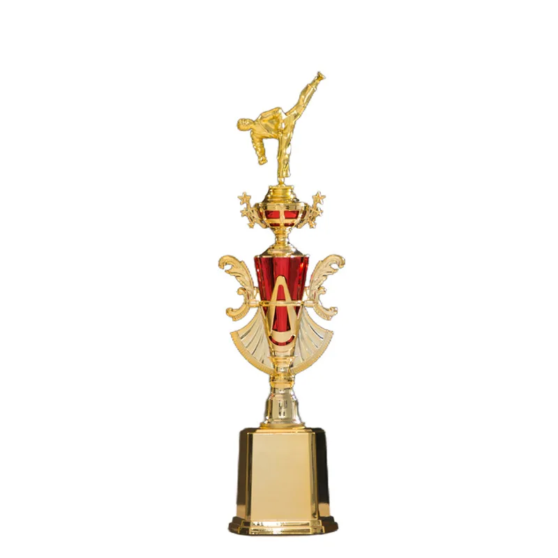 Wholesale custom plastic resin gold plated championship golden fighting wushu karate judo taekwondo cup sport trophy award