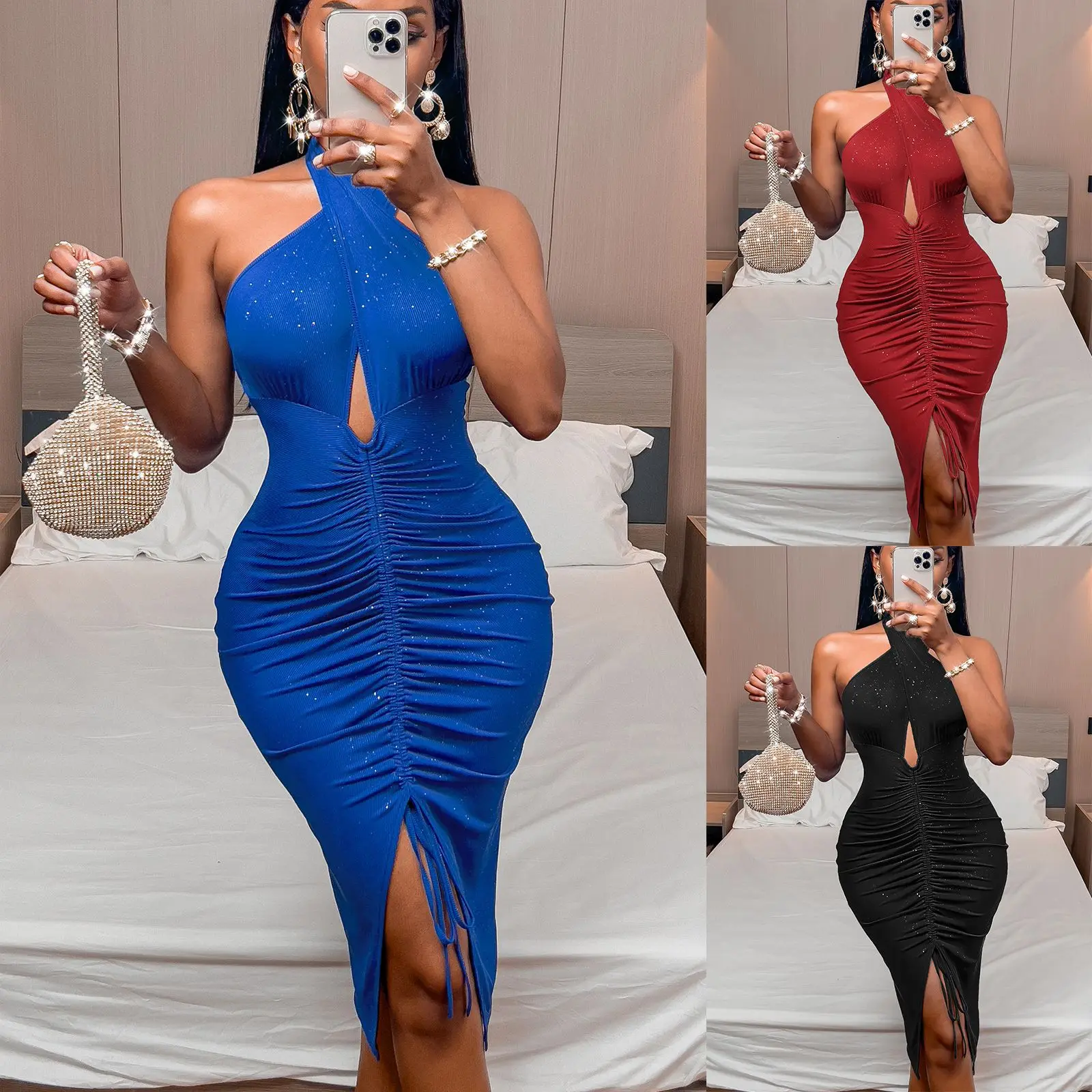 Sexy Halter Backless close-fitting prom dresses elegant evening gown