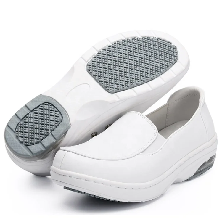 Wholesale Slip Resistant Waterproof EVA White Leather Wedge Nurse Shoes for Hospital