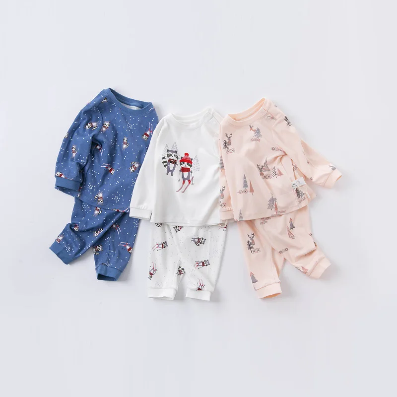 DBJ15358 dave bella autumn new style underclothes  boys home set baby girls two-piece suit underclothes