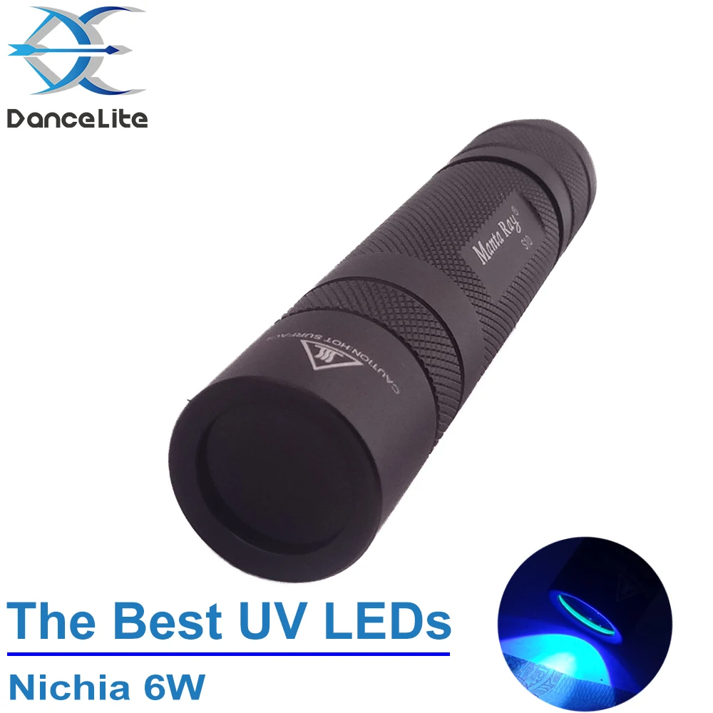 LOGO PRINTING S10 The Best UV Flashlight Nichia High Power 365nm 6W Ultraviolet Torch Black Light