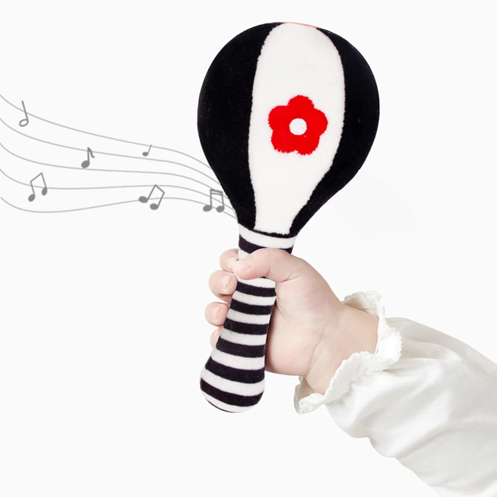 Sensory Toys for baby Newborn Black and White Toy Sof Handing Rattles Shaker Set Toddler Maracas Dumbbells Built in Bell Plush