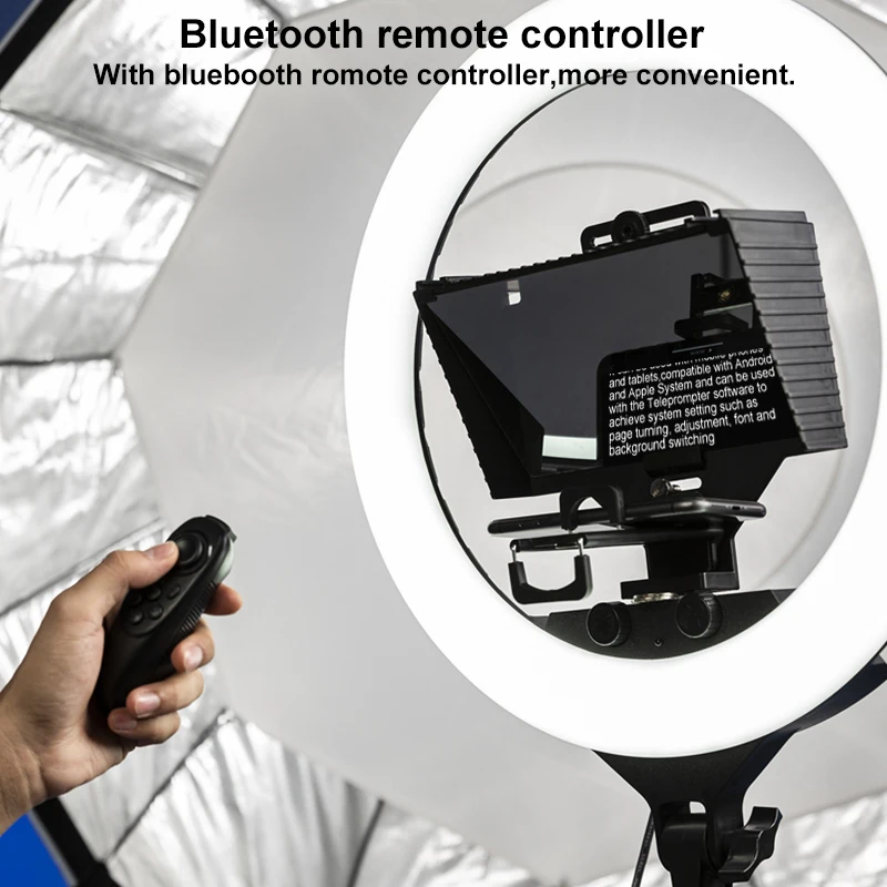 Universal Portable Teleprompter Prompter for Smartphone/Tablet/DSLR Camera Video Recording Live Streaming With Tripod