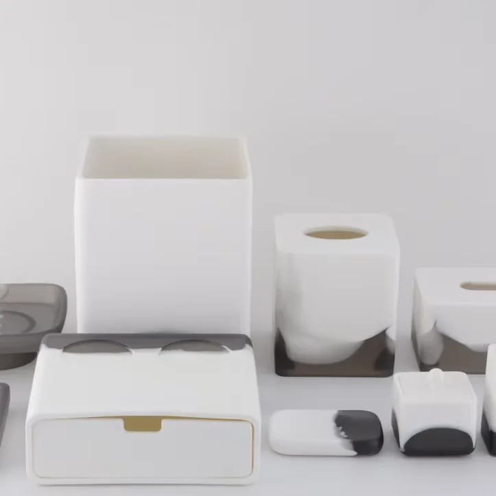 Customization 10 Piece Natural Resin Amenity Set and Vanity Luxury Bathroom Essentials Accessory Set