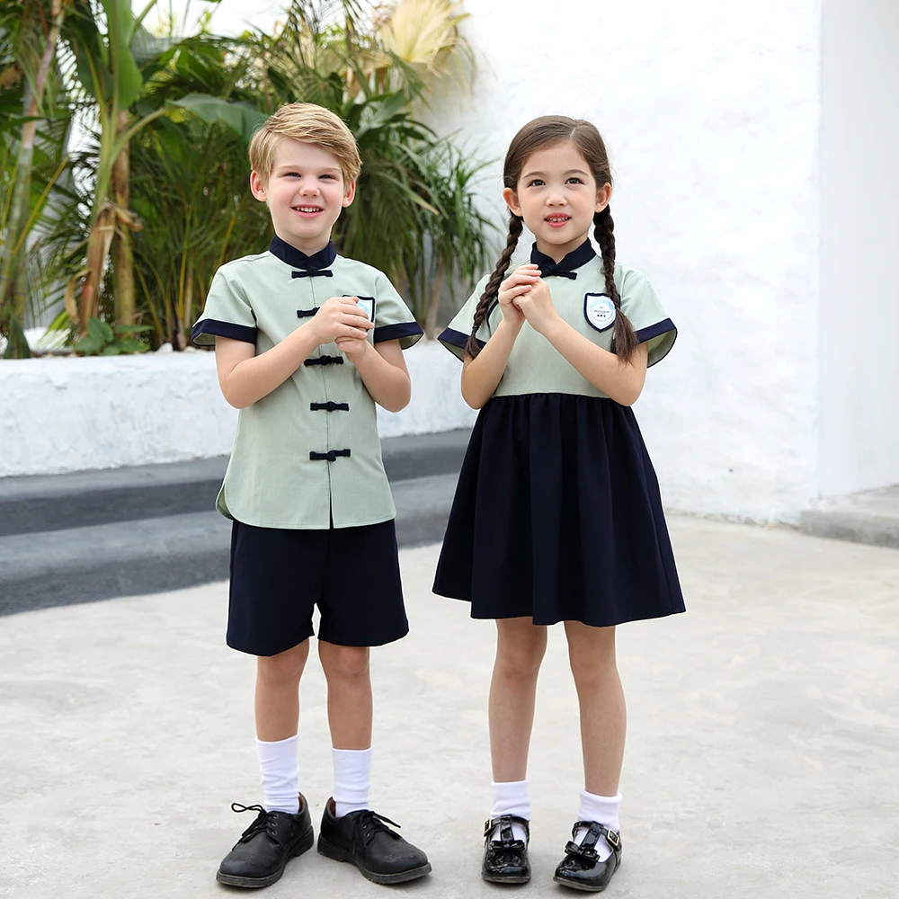 Unisex Short-Sleeve Blazer Jacket Kids Custom Embroidered Designs High School Korean Boys Kindergarten Primary School uniform