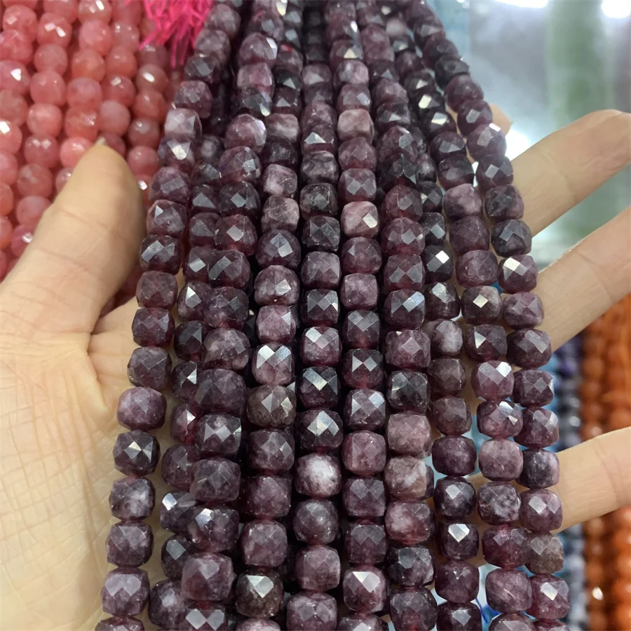 wholesale Dyed jade Semi-precious Stone 8*8mm Square faceted bead Cube Beads For Jewelry Making