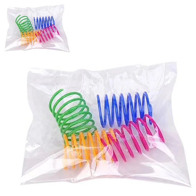 Spring Jumping Toy Smart Cat Scratcher Toy Pet Wide Colorful Springs Cat Toys Plastic Coil Spiral Springs for Cat Kitten Pets
