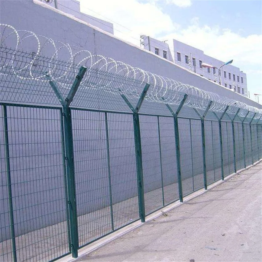 Top Quality Strong Protection Anti Climbing Wall Welded Wire Mesh Airport Fence With Razor Barbed