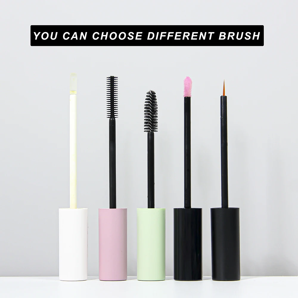 5ml 8ml 10ml Round Cylinder Glass Mascara Container Lip Oil Bottle Lip Gloss Tube With Cap Brush Luxury Cosmetic Packaging