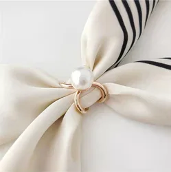 Practical Pearl Ring Scarf Silk Scarf Buckle Clip Shawls Holder Brooch Slide Jewelry For women Anniversary