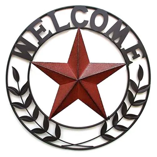 Metal Country Western Home Decor Welcome Texas Barn Star Wall Sign