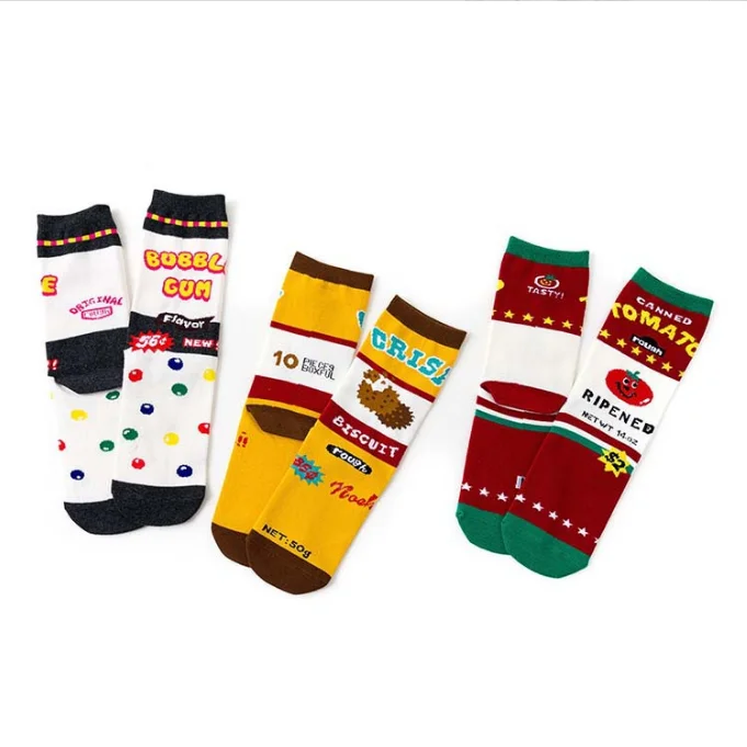Interesting  milk tomatoes chocolate socks quarter crew girl unisex happy socks
