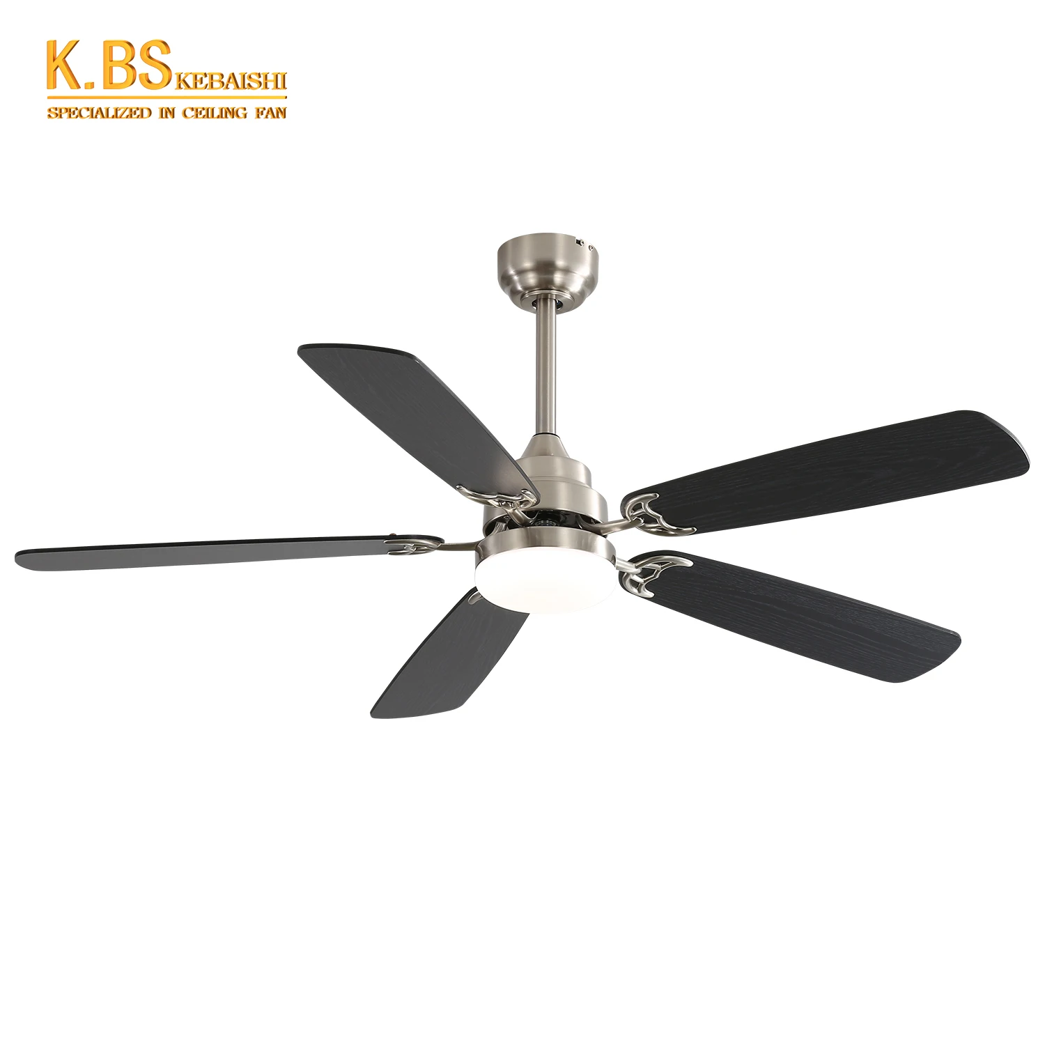 52inch Custom Industrial Ceiling Fan Sarin Nickel 5 Blade Ceiling Fans With Led Lights