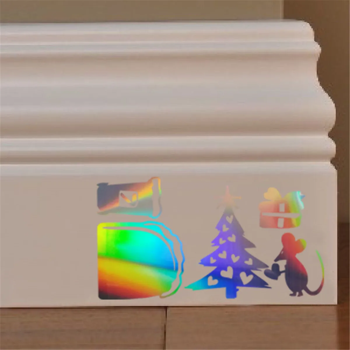 Mouse Christmas Tree Gift Car Laser Sticker Vinyl Decal Car Truck Bumper Window Laptop Sticker Decor Gift Die Cut Decals Glass