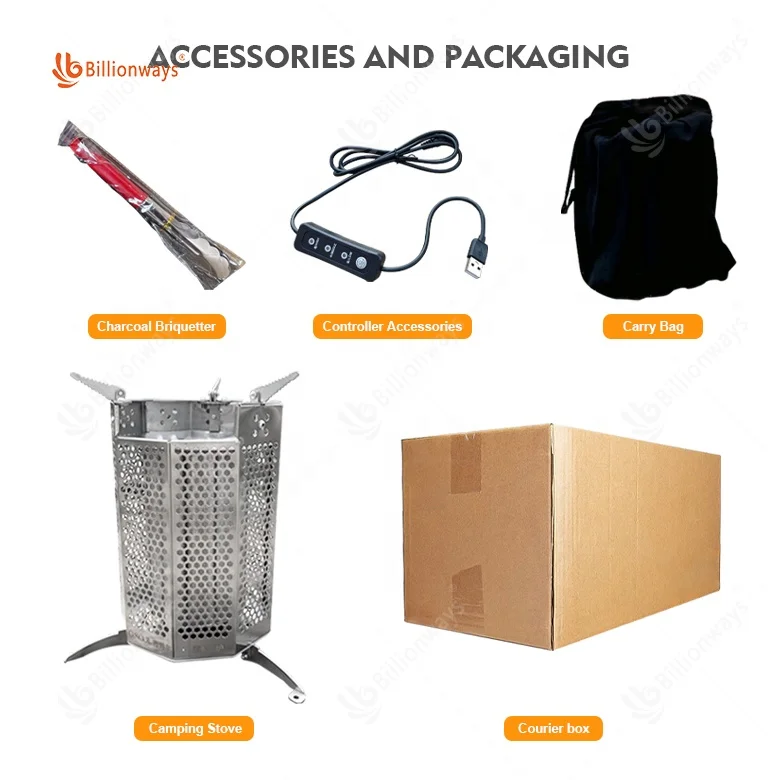 Factory Direct Portable Barbecue Windproof Wood Burning Stoves Stainless Steel Outdoor Camping Picnic Charcoal bbq Grill