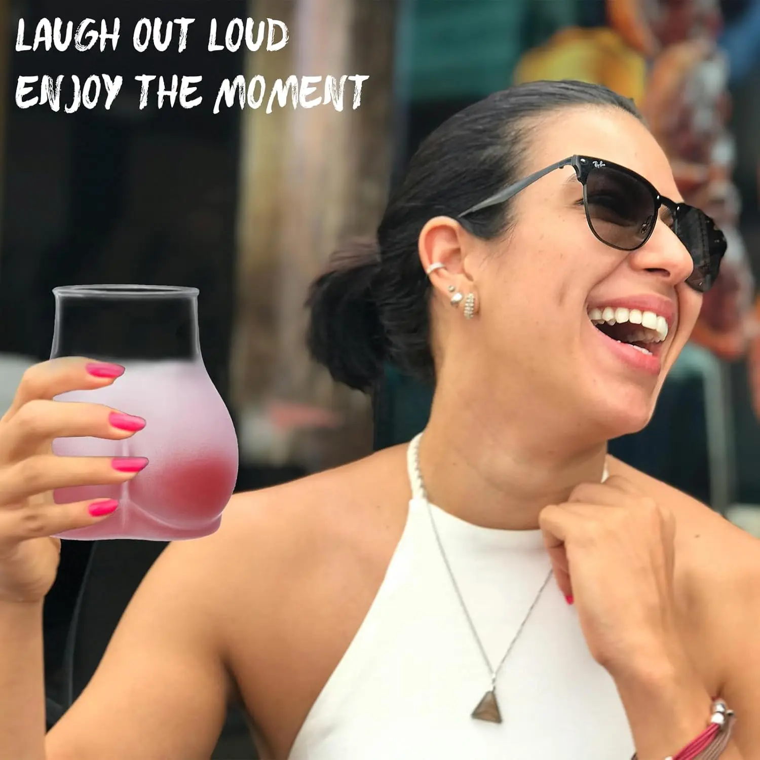 Creative and funny gift pink butt cup cute peach butt water glass cup