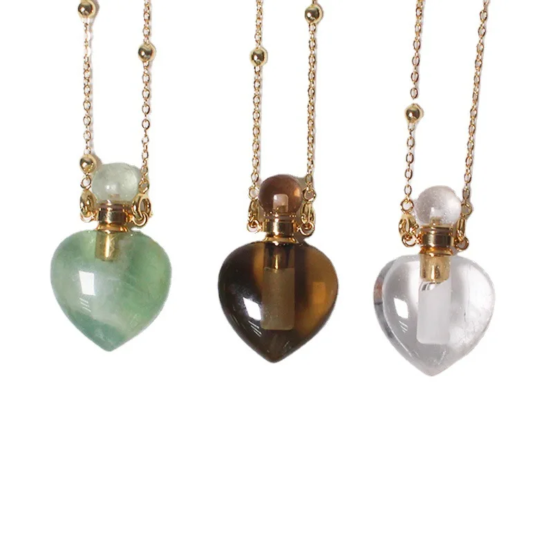 wholesale rose quartz amethyst smoky quartz flourite perfume bottle for necklace pendant