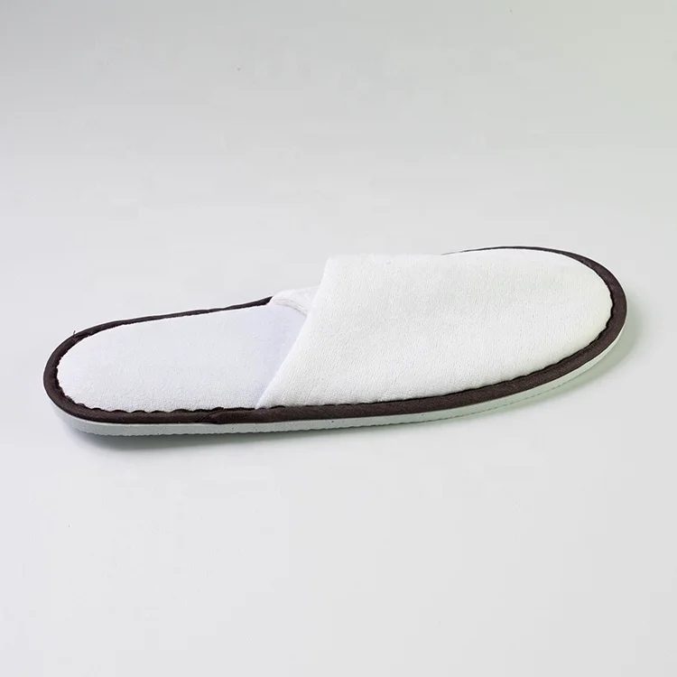 Custom Logo Cheap White Velvet Spa Slippers Hotel Spa Overnight Hotel Slippers