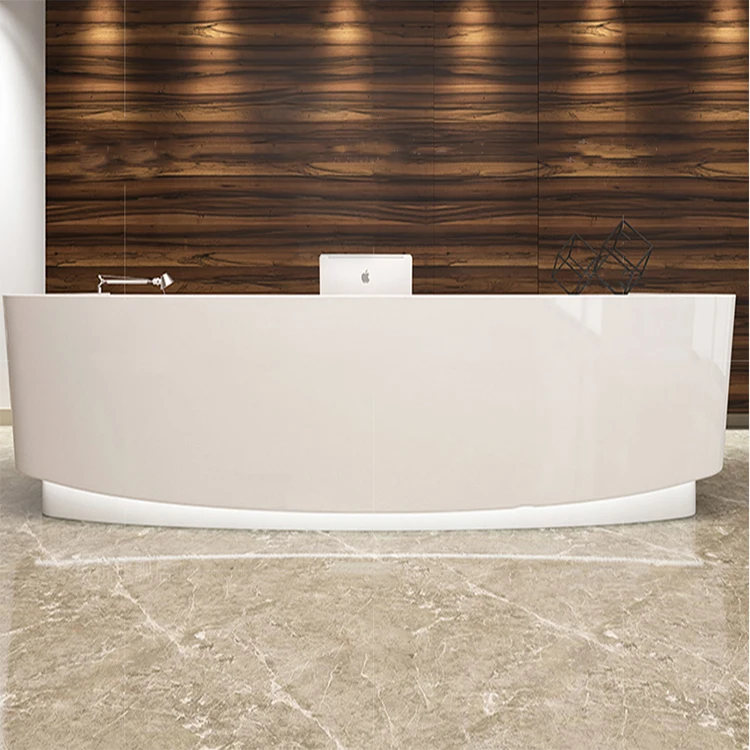 Custom modern white office hotel reception desk beauty salon hairdressing furniture half round reception counter front desk