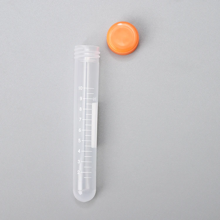 Round Bottom Centrifuge Tube 10ml Plastic Medical Laboratory Tube for Chemical Test with clear graduation