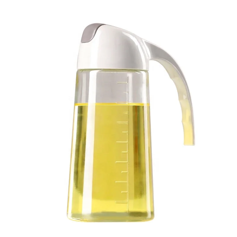 Kitchen Organizer 22OZ Drip Free Measuring Automatic Opening Sauce Vinegar Oil Glass Bottle Olive Oil Dispenser