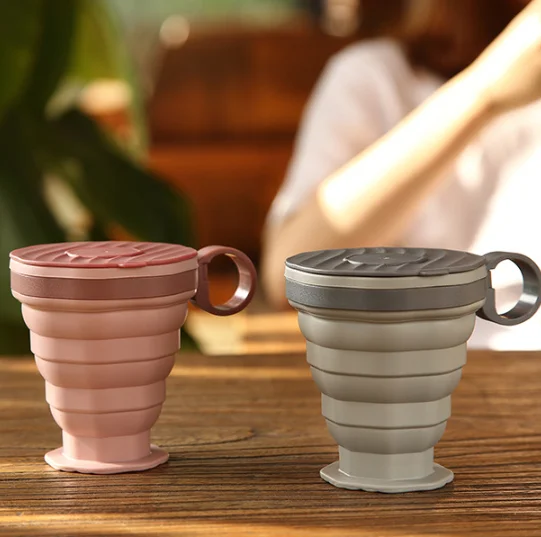 Silicone Collapsible Water Bottle Expandable Folding Coffee Mug Portable Drinking Cup With Lip For Traveling Camping Outdoor Spo