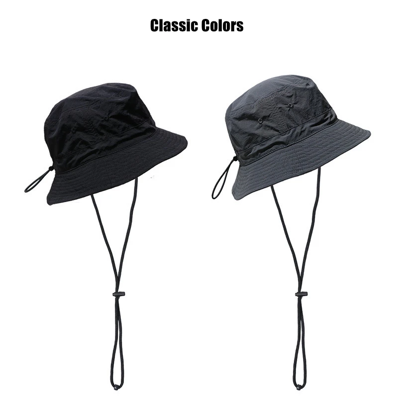 accept custom logo packable foldable quick dry fishing sun hats for men mens plain blank bucket caps with string