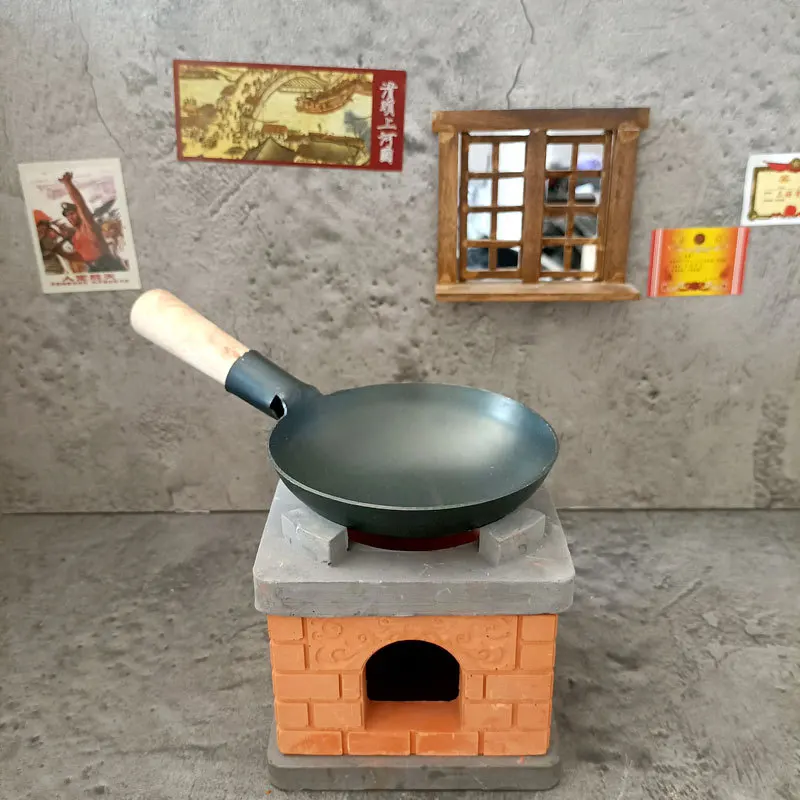 Mini Net Red Real Cooking Small Kitchen Children Play House Cooking Toys Pot Wok Steamer Accessories Miniature Stove