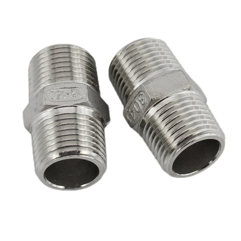 304 316 Stainless Steel Male Hex Fitting Pressure Resistant Hexagon Nipple