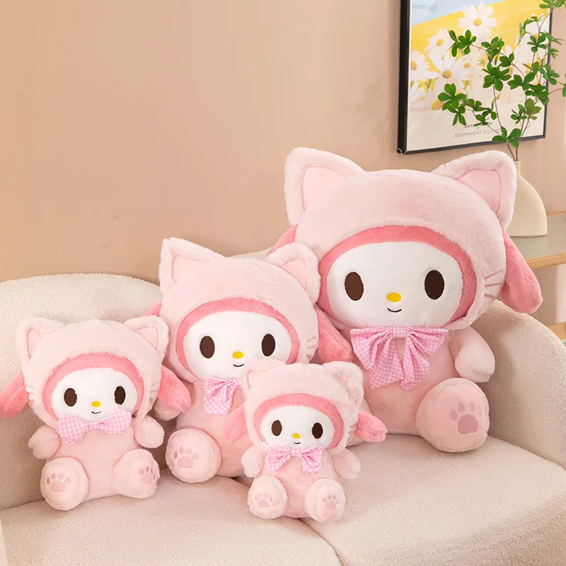 Cure Kuromi Plush Toy Transformed into Cat Plush Doll Kitty Rag Doll Birthday Gift for Children and Girls