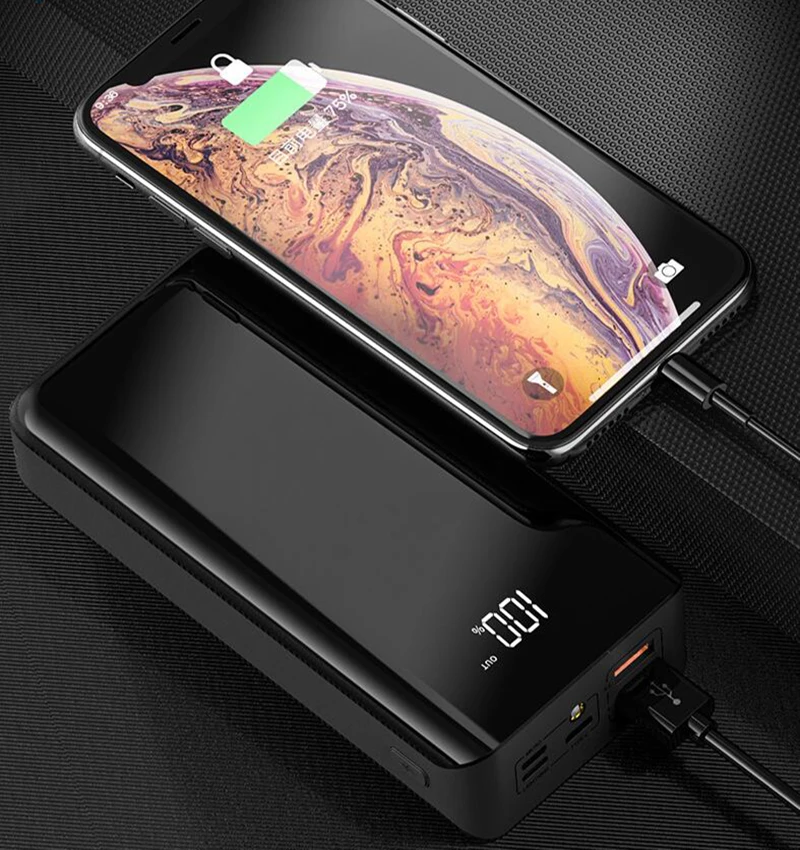  30000 мАч портативное зарядное устройство Внешняя батарея 2USB быстрой зарядки Портативное для iPhone 11 pro Samsung ноутбука Power Bank