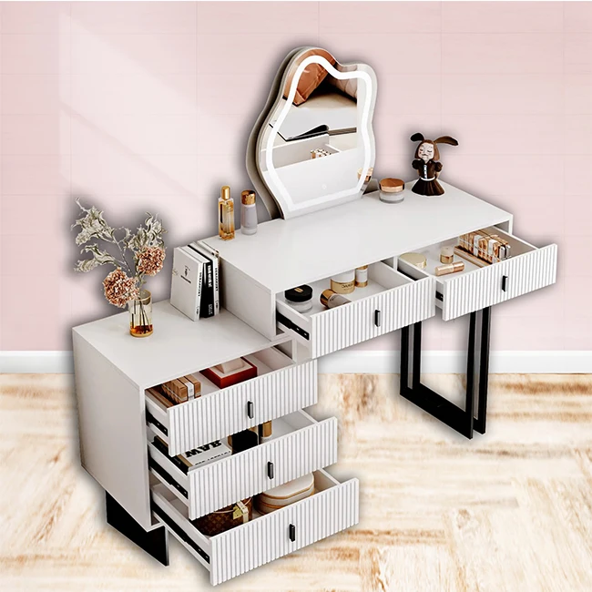 Modern Intelligent Furniture Multifunctional Princess Dressing Table Entryway Dressing Table with Mirror Chair Intelligent Table