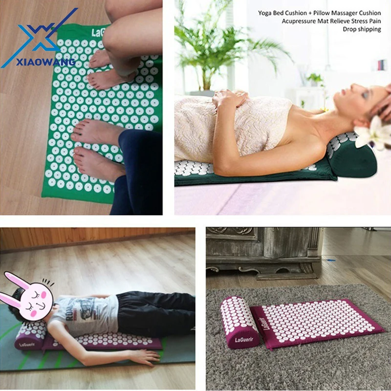 Hot sales chinese manufacturer custom logo spike massage back relax yoga acupressure mat and pillow set