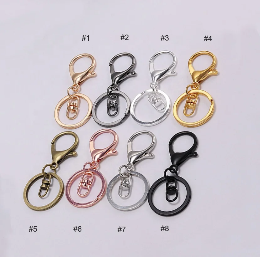 30mm Key Ring Long lobster clasp key hook chain Accessories handmade DIY Jewelry Making Keychain