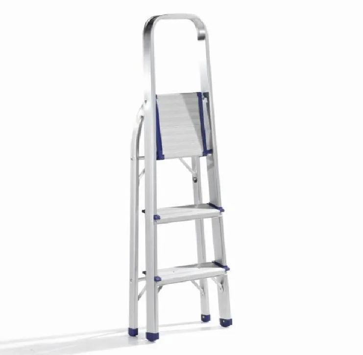 MOQ 20 PCS folding 3 step aluminum ladder, Household Foldable Ladder With Handrail