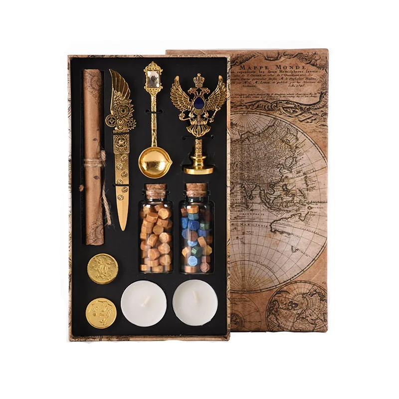 Retro Wax Seal Set Stamp Replace Copper Head Wedding Packaging Gifts Set